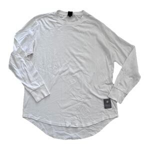 G-Star Raw Swando Relaxed White Logo Tee Shirt Curved Hem Sz XL